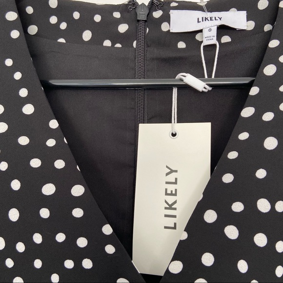 LIKELY Corinne Polka Dot Dress Black Size 0 - Picture 9 of 14